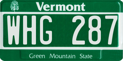 VT license plate WHG287
