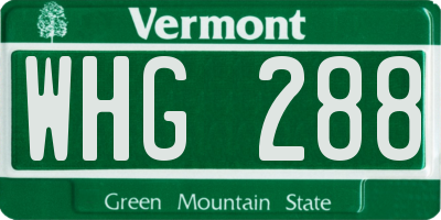 VT license plate WHG288