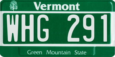 VT license plate WHG291
