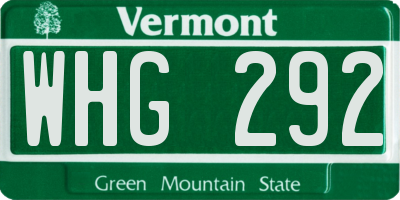VT license plate WHG292