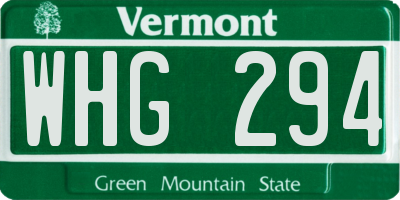 VT license plate WHG294