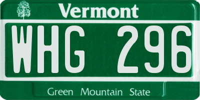 VT license plate WHG296