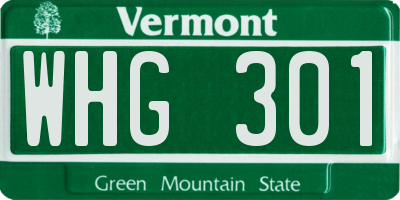 VT license plate WHG301