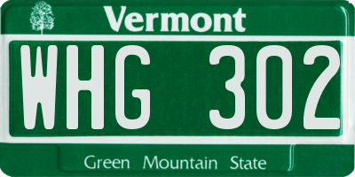 VT license plate WHG302