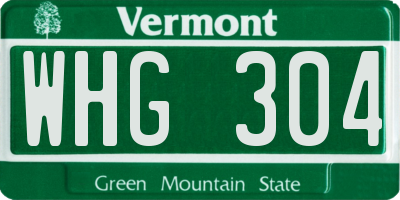VT license plate WHG304