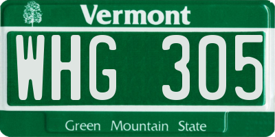 VT license plate WHG305