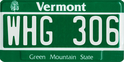 VT license plate WHG306