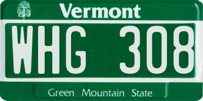 VT license plate WHG308