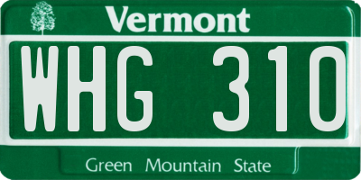 VT license plate WHG310