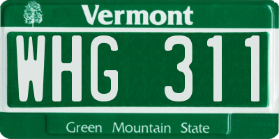 VT license plate WHG311