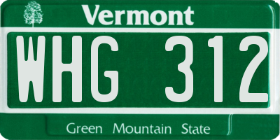 VT license plate WHG312
