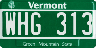 VT license plate WHG313