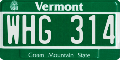 VT license plate WHG314