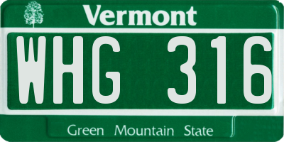 VT license plate WHG316