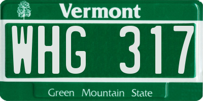 VT license plate WHG317