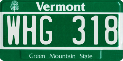 VT license plate WHG318