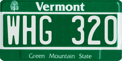 VT license plate WHG320