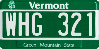 VT license plate WHG321
