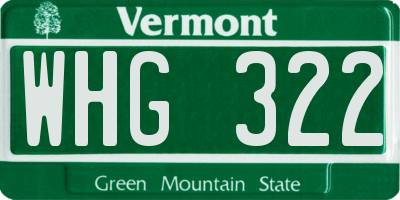 VT license plate WHG322