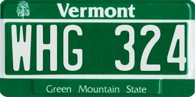 VT license plate WHG324