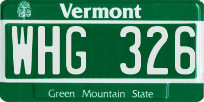VT license plate WHG326