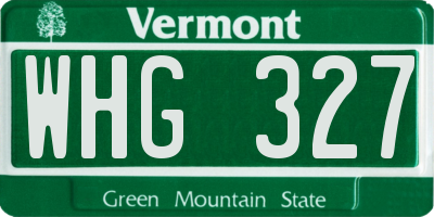 VT license plate WHG327