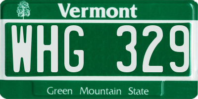 VT license plate WHG329