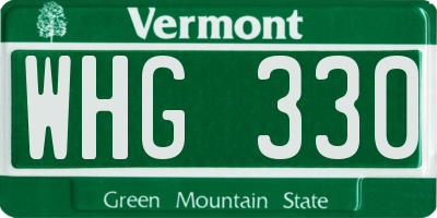 VT license plate WHG330