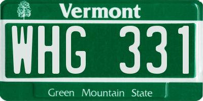 VT license plate WHG331