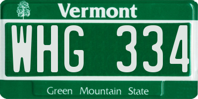 VT license plate WHG334