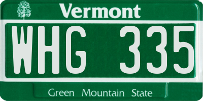 VT license plate WHG335