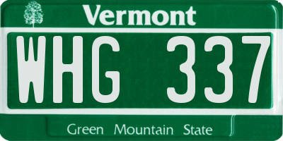 VT license plate WHG337