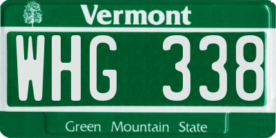 VT license plate WHG338