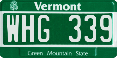 VT license plate WHG339