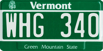 VT license plate WHG340