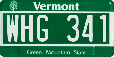 VT license plate WHG341