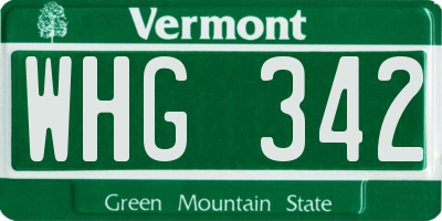 VT license plate WHG342