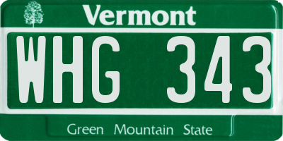 VT license plate WHG343