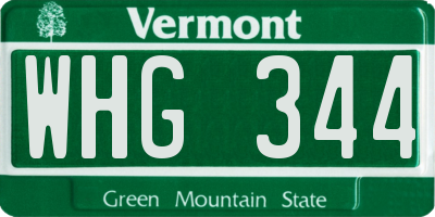 VT license plate WHG344