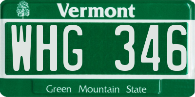 VT license plate WHG346