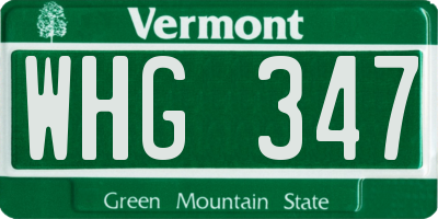 VT license plate WHG347