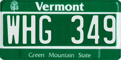 VT license plate WHG349