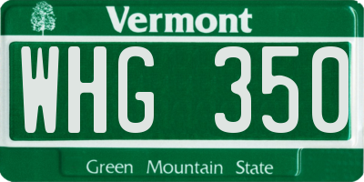 VT license plate WHG350