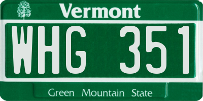 VT license plate WHG351