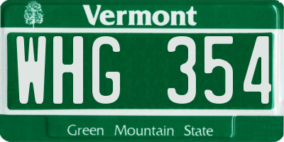 VT license plate WHG354