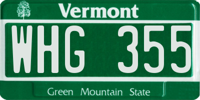 VT license plate WHG355