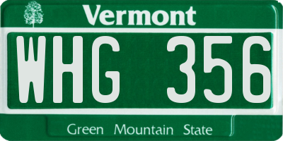 VT license plate WHG356