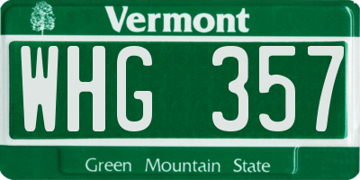 VT license plate WHG357