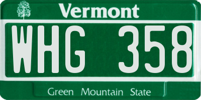 VT license plate WHG358