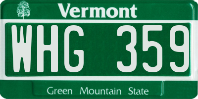 VT license plate WHG359